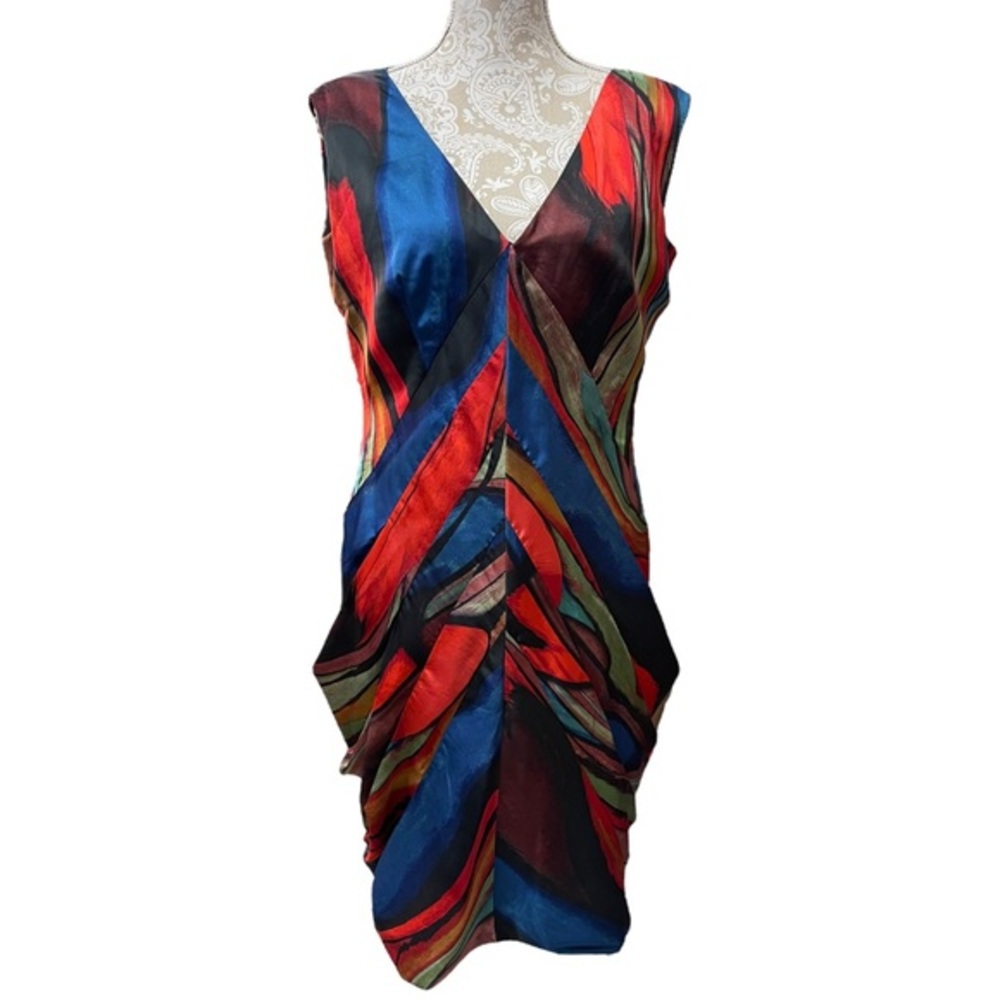 CENIA New York Sheath Dress Pamela Fit Bold Color Abstract Size 12